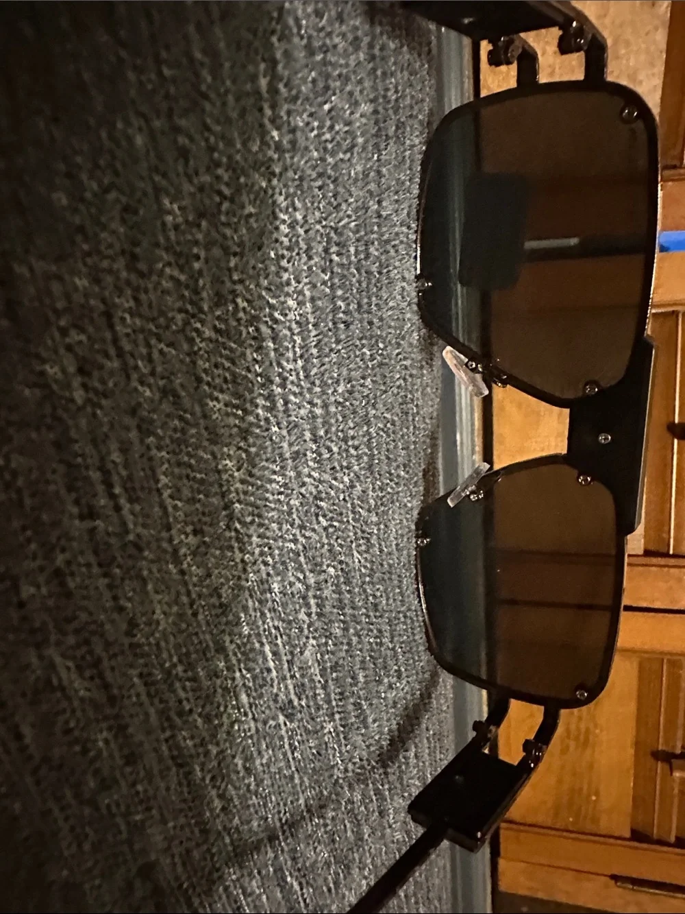 True Religion Black Rectangular Sunglasses with Dark Lenses